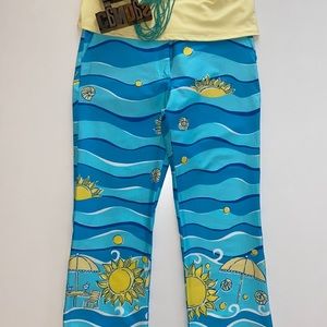 🌴LILLY PULITZER Vintage Capri Pants in Cruise Blue Beach and Tennis Club Print